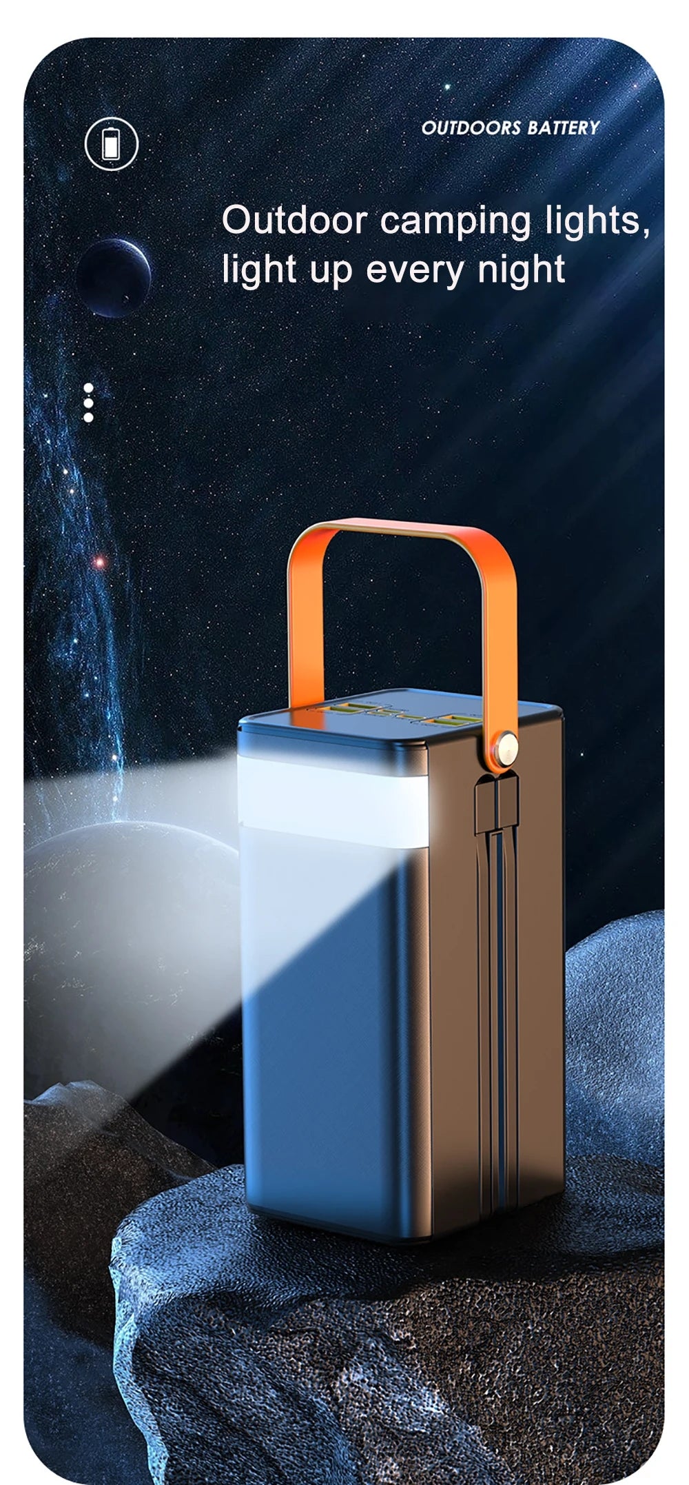 30000mAh Portable Power Bank 120W Fast Charging Power Station Emergency Power Bank LED Charger for Home Camping Phone