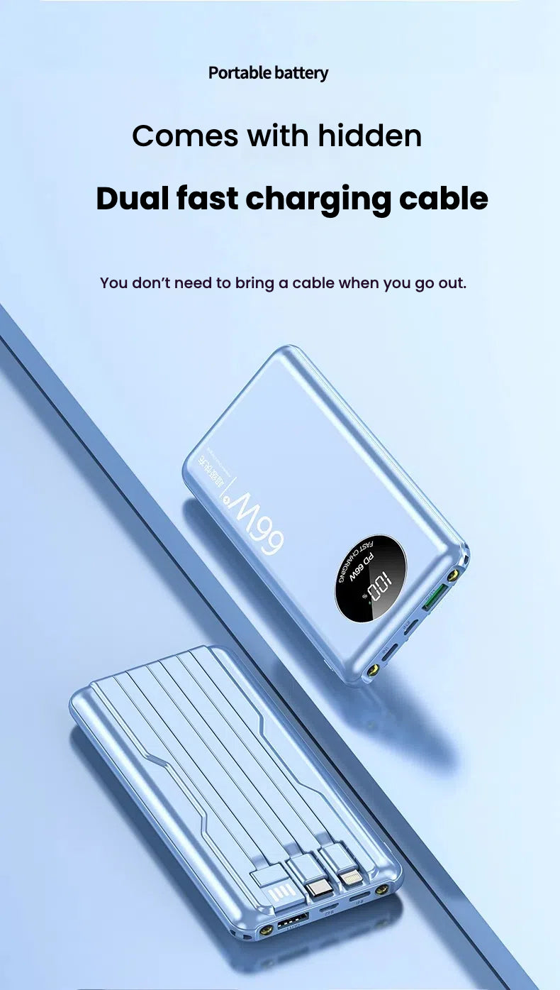66W Super Fast Charging Power Bank 20000mAh USB C for iPhone Samsung Xiaomi Powerbank with LED Light Portable Charger Station