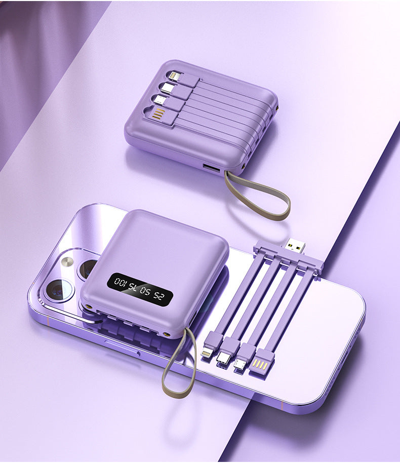 Mini power bank 10000 mAh/20000 mAh with four-wire compact portable power bank