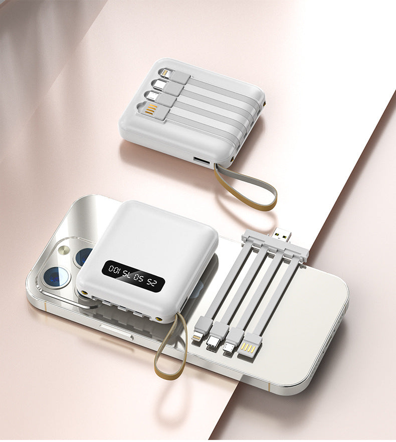Mini power bank 10000 mAh/20000 mAh with four-wire compact portable power bank