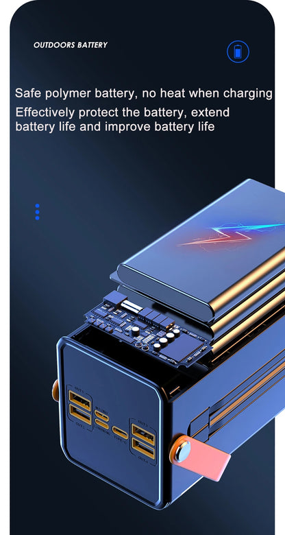 30000mAh Portable Power Bank 120W Fast Charging Power Station Emergency Power Bank LED Charger for Home Camping Phone
