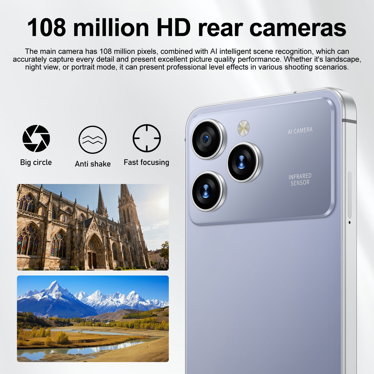 7.3 inch Smartphone 8GB RAM + 256GB ROM 10-core Android 14.0