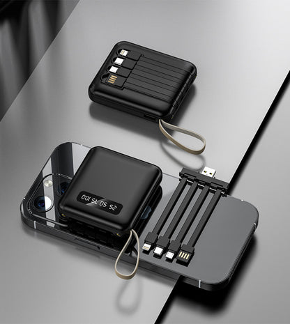 Mini power bank 10000 mAh/20000 mAh with four-wire compact portable power bank